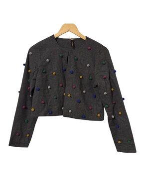 4/$25 Kidichic Cardigan Pom Poms Wool Blend Teen Girls Sz XXL / 20 Gray NWOT